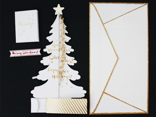 Winter White Christmas Tree Honeycomb Pop Up Greeting Card - Miss Girlie Girl