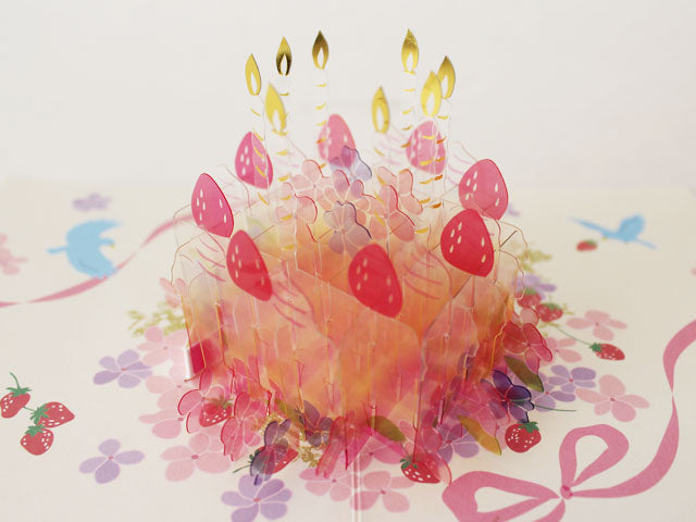 Happy Birthday Crystal Laser Cut Cake Pop Up Greeting Card - Miss Girlie Girl