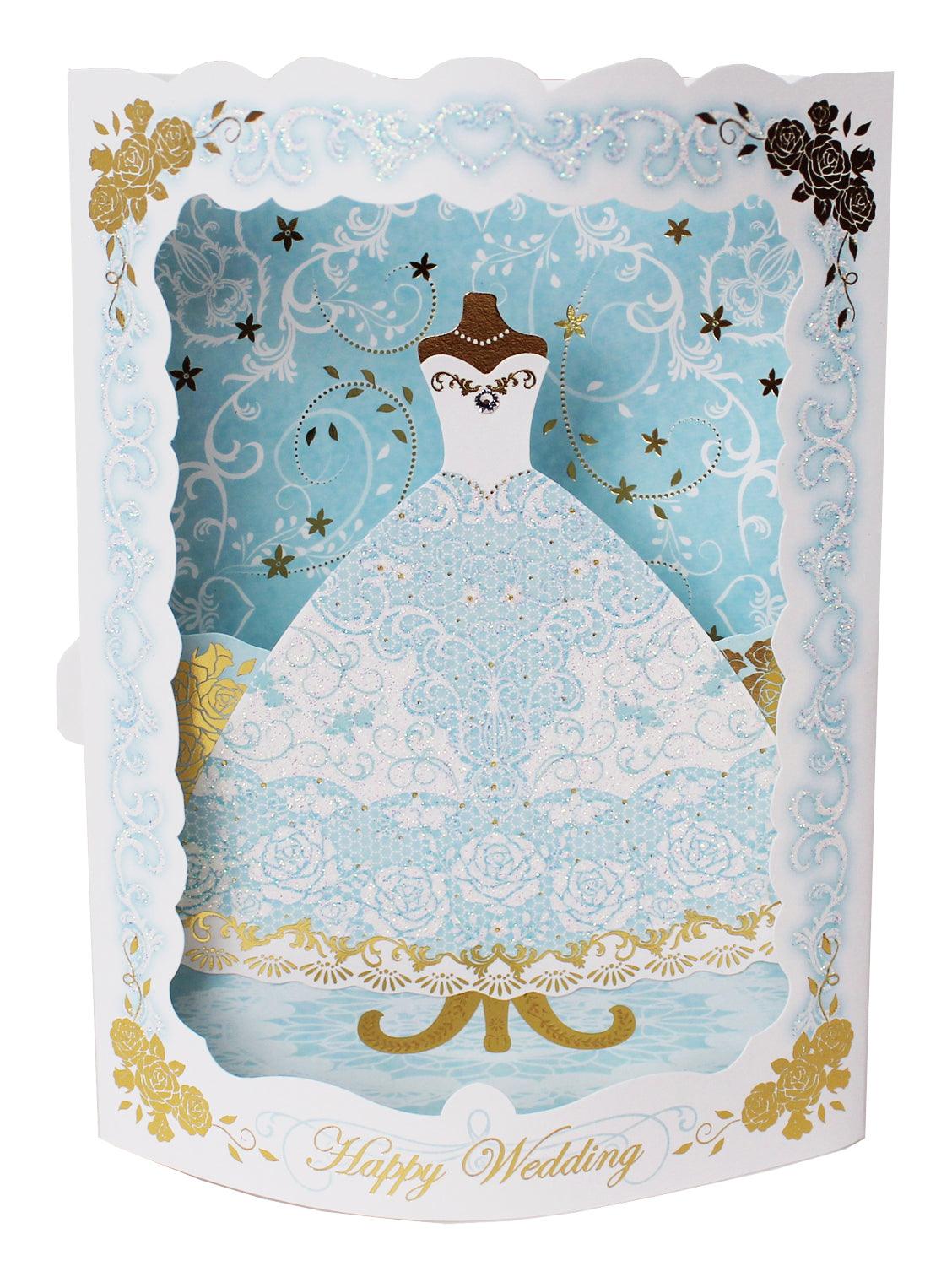Sparkling Bridal Dress Wedding Pop Up Greeting Card - Miss Girlie Girl