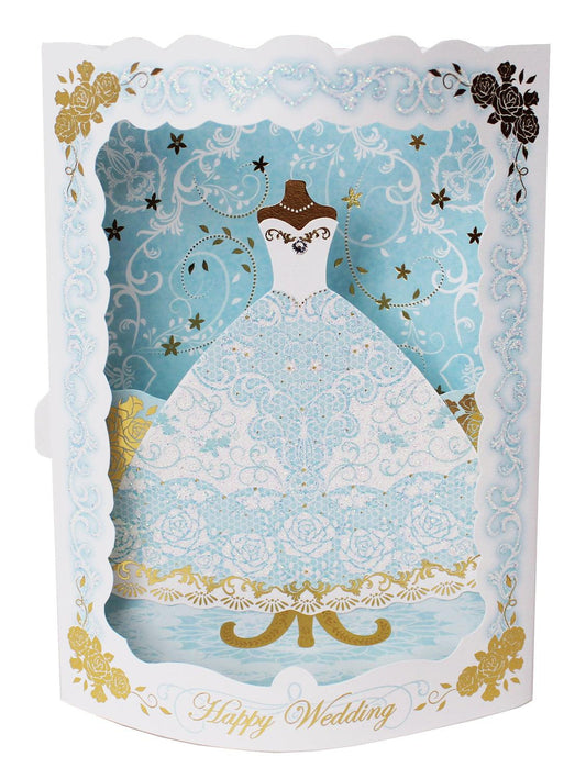 Sparkling Bridal Dress Wedding Pop Up Greeting Card - Miss Girlie Girl