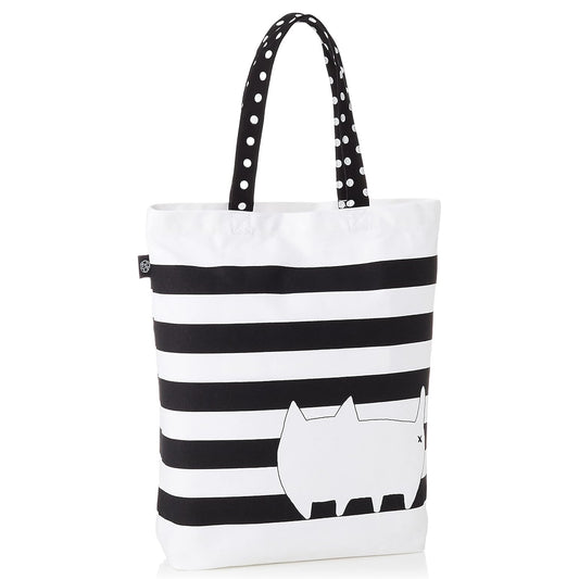 Back view of Shiro Cat Tote Bag with tail and logo print