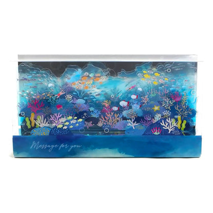 3D Cubic Ocean Pop-Up Card with fish, waves, and holographic foil – Summer card design