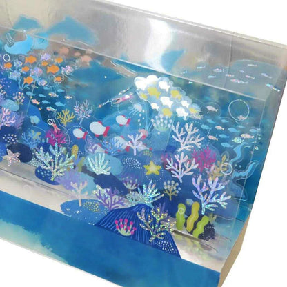 3D Cubic Ocean Pop-Up Card with fish, waves, and holographic foil – Summer card design