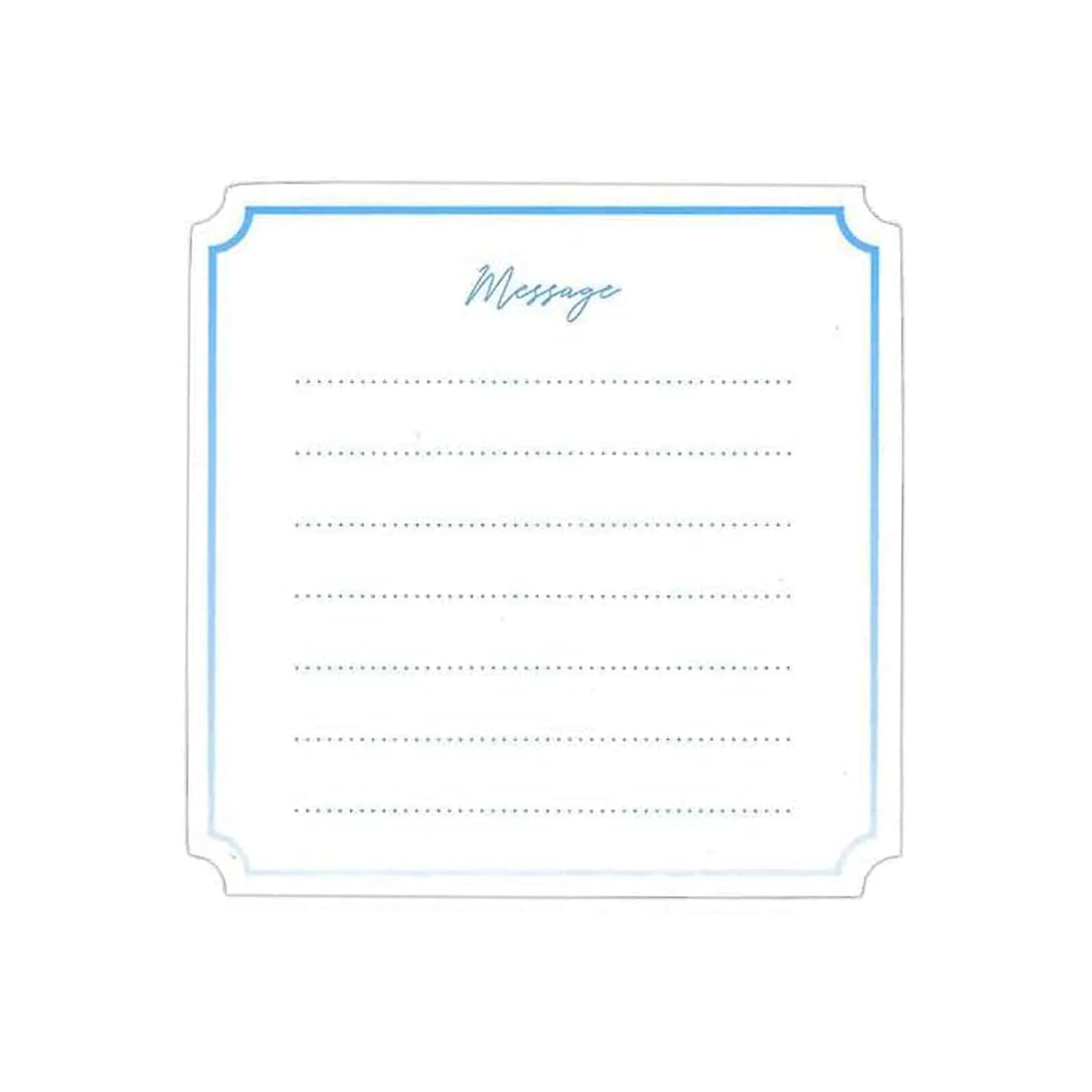 Note card with 'Message' at the top and lined area below on a white background