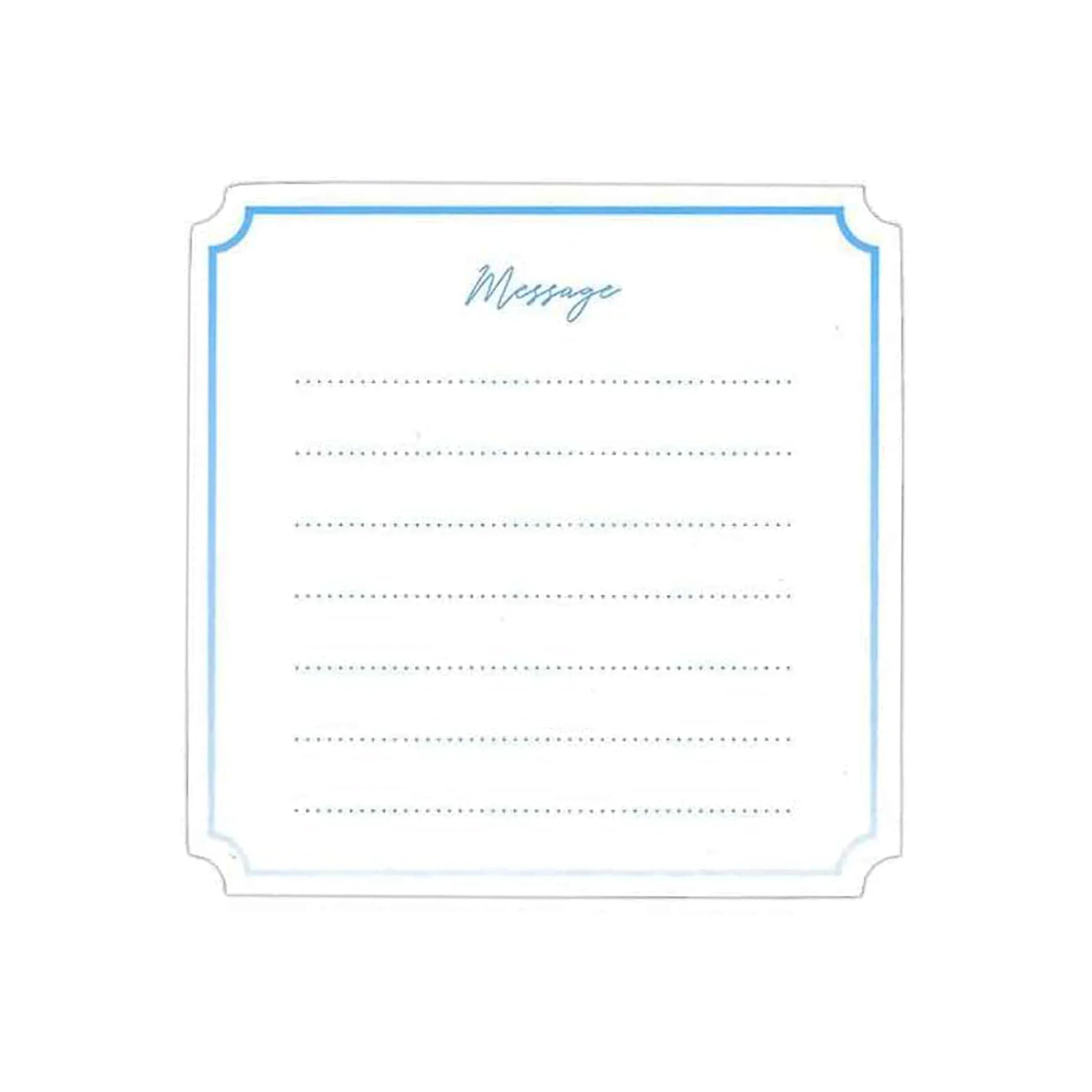 Note card with 'Message' at the top and lined area below on a white background