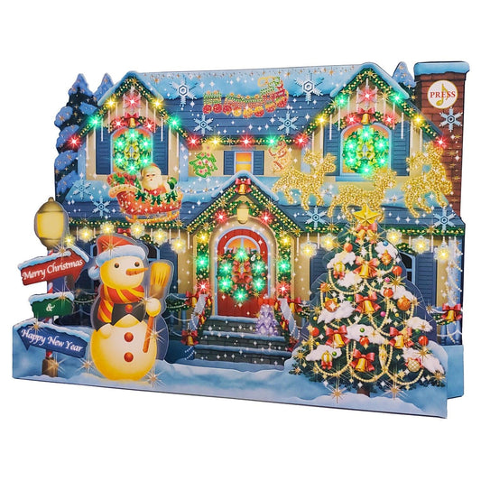 3D Christmas Home Pop-Up Card with 6 Music & Lights – Premium Holiday Card with Replaceable Battery - Miss Girlie Girl