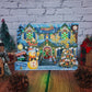 Front view of a 3D Musical Christmas Pop-Up Card featuring an illuminated festive house with glowing lights, intricate holiday decorations, and plays 6 Christmas melodies.