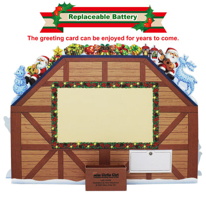 Christmas Gift Shop Pop-Up Card with 6 Melodies, LED Lights & Replaceable Battery Miss Girlie Girl