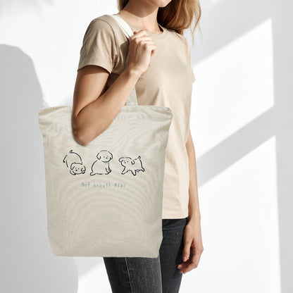 3 Puppy Vertical Canvas Tote (Natural Canvas) – Zip-Top Tote Bag with Inner Pocket by Julymoon