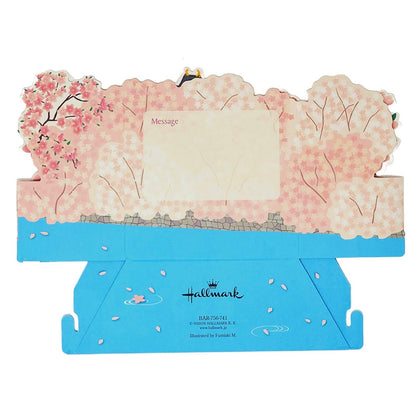 Cherry Blossom Pop-Up Greeting Card with White Castle – 3D Floral & Castle Design - Miss Girlie Girl