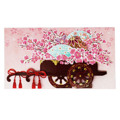 Cherry Blossom 3D Pop-Up Card – Elegant Floral Carriage with Glitter - Miss Girlie Girl