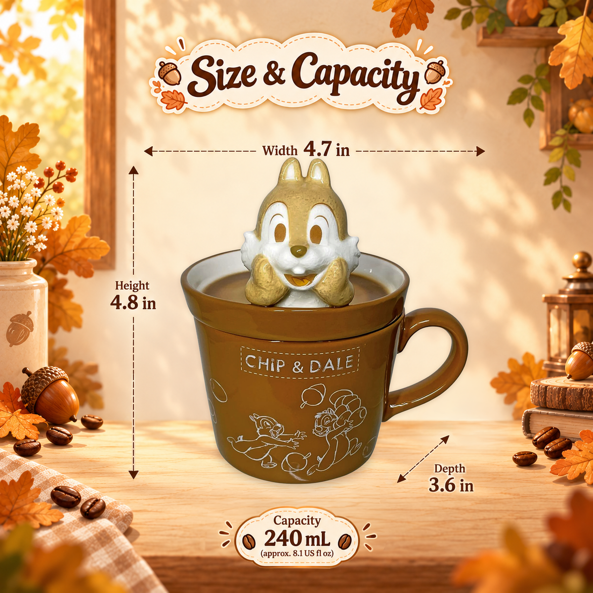 Disney Chip 'n Dale Latte Art Mug with 3D Chip Lid – SUNART by SUNART