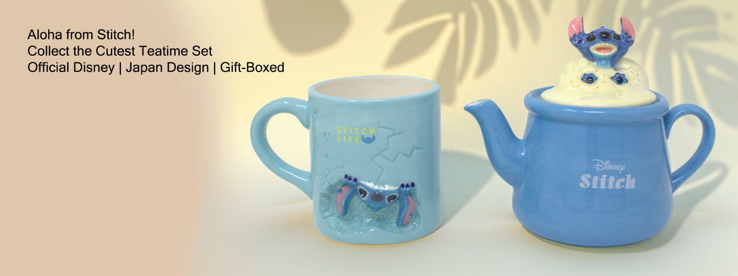 Disney Lilo & Stitch Mug and Teapot Gift Set – 3D Stitch Lid and Handle – Japanese Design – Collectible Porcelain – Perfect Gift for Disney Fans and Collectors