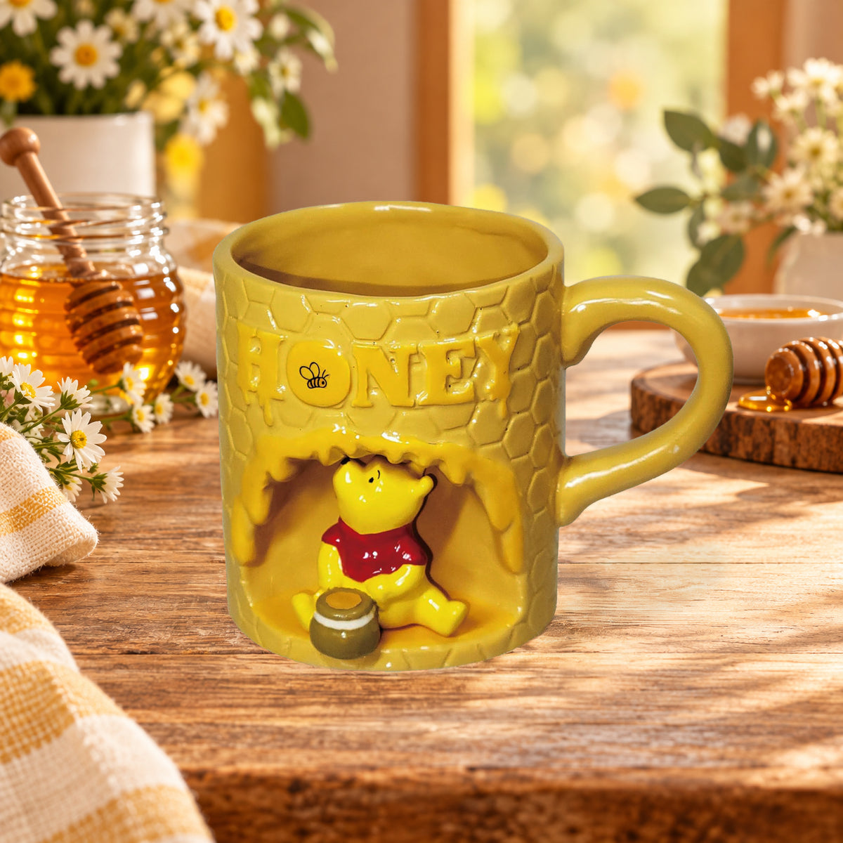 Disney Winnie the Pooh Honeycomb 3D Mug – Porcelain Cup by SUNART by SUNART