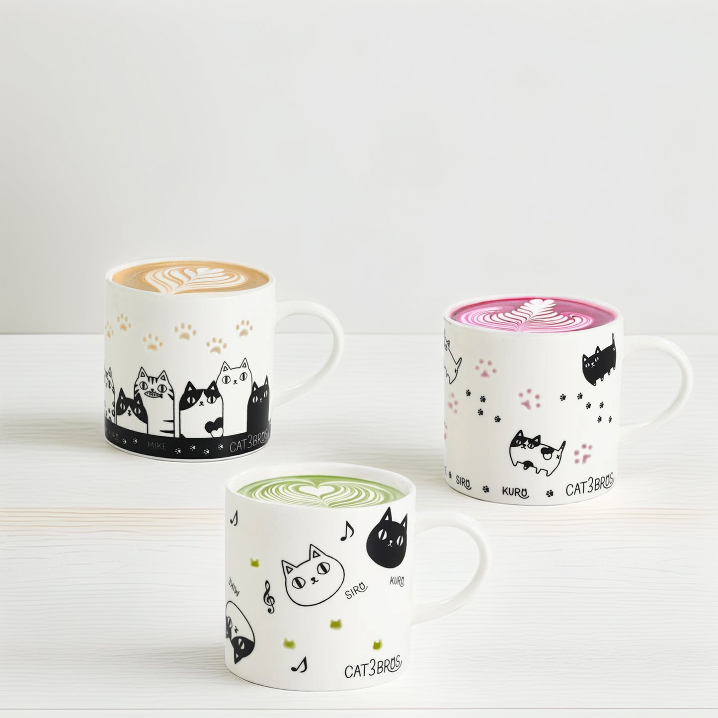 Firefly Carved Cat Mug – 3 Cat Brothers Stretch Openwork Porcelain by AI Co. Ltd.