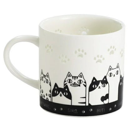 Firefly Carved Cat Mug – 3 Cat Brothers Stretch Openwork Porcelain