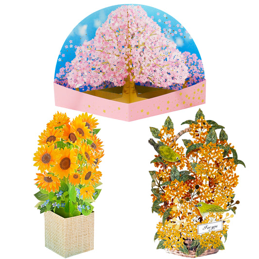 Floral All-Occasion Trio – Premium 3D Pop-Up Card Bundle (3 Cards)