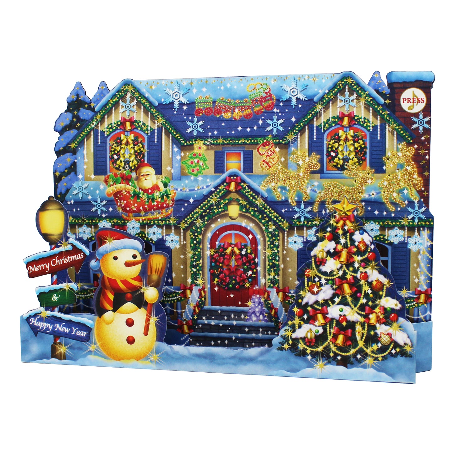 3D Christmas Home Pop-Up Card with 6 Music & Lights - Premium Holiday Card with Replaceable Battery Miss Girlie Girl