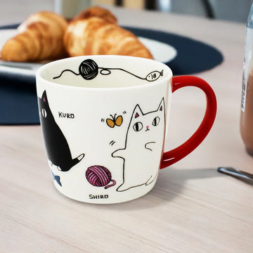 3 Cat Brothers Favorite Foods Mug – Porcelain Cat Mug from Japan