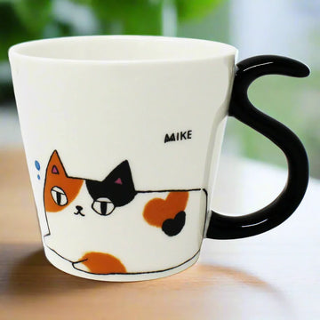 Mike the Calico Cat Mug – Tail Handle – 3 Cat Brothers – Miss