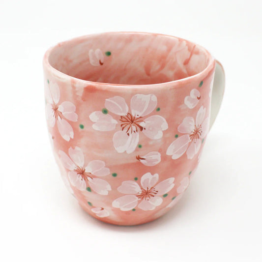 Cherry Blossom Mug - Mino Ware Japanese Ceramic Cup | Pink Sakura Floral Design - Yayoihana by Mino Ware