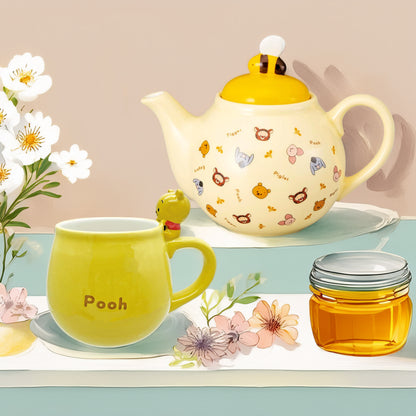 Disney Winnie the Pooh Yururun Mug – 3D Handle Figure – Yellow Porcelain Collectible Cup