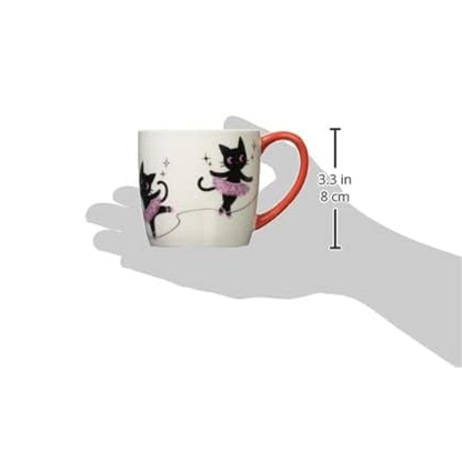 Nyan-ya Ropi Ballet Porcelain Mug – Japanese Cat Design, Glossy Finish