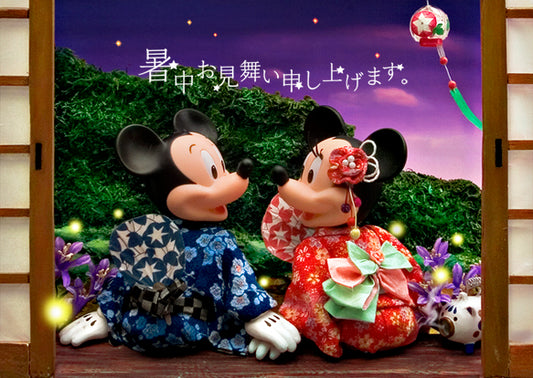 Disney Mickey and Minnie Enjoy Japanese Summer 3D Lenticular Greeting Card