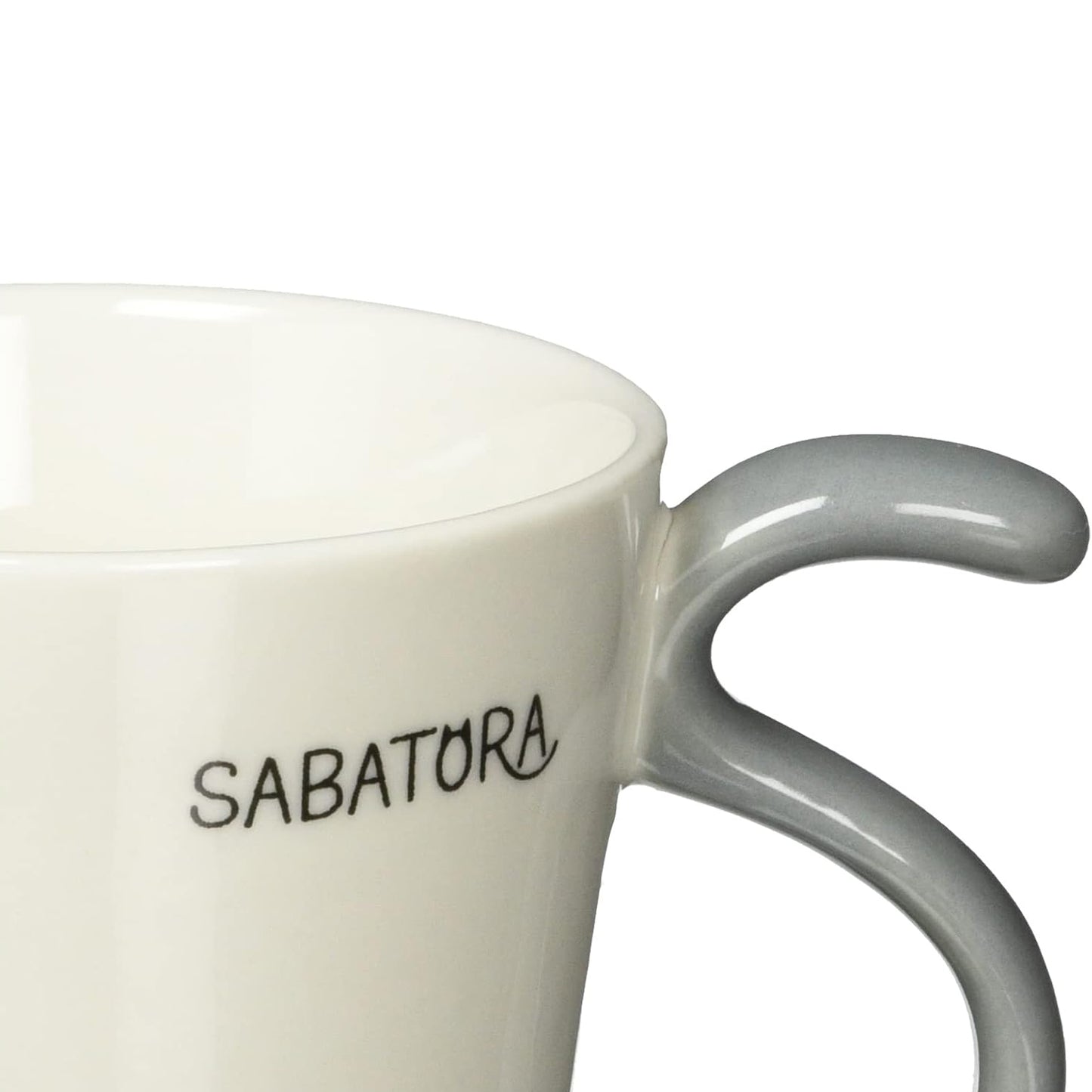 Silver Tabby Cat Sabatora Porcelain Mug – Three Neighbors Cat Brothers Series – Tail Handle Japanese Design