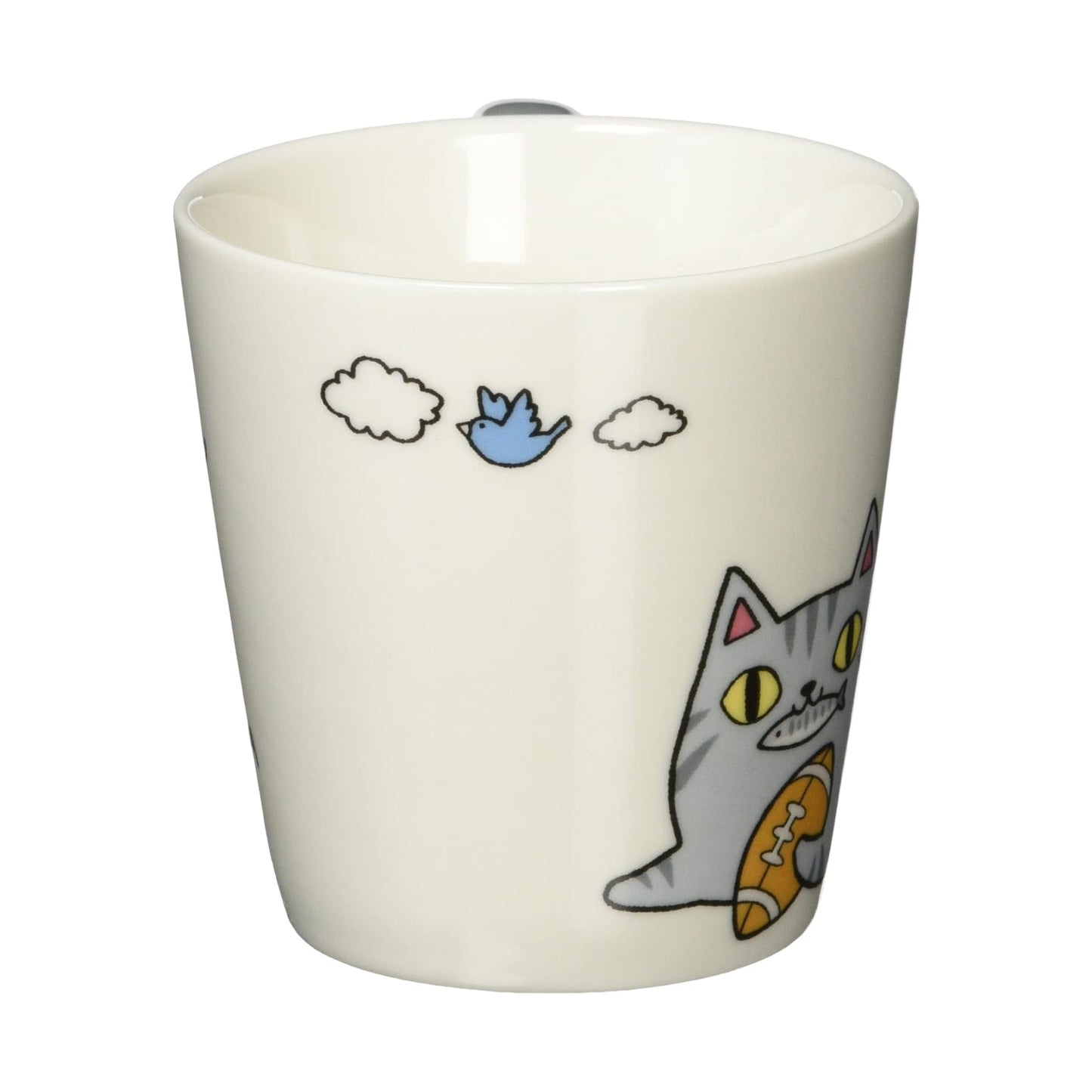 Silver Tabby Cat Sabatora Porcelain Mug – Three Neighbors Cat Brothers Series – Tail Handle Japanese Design