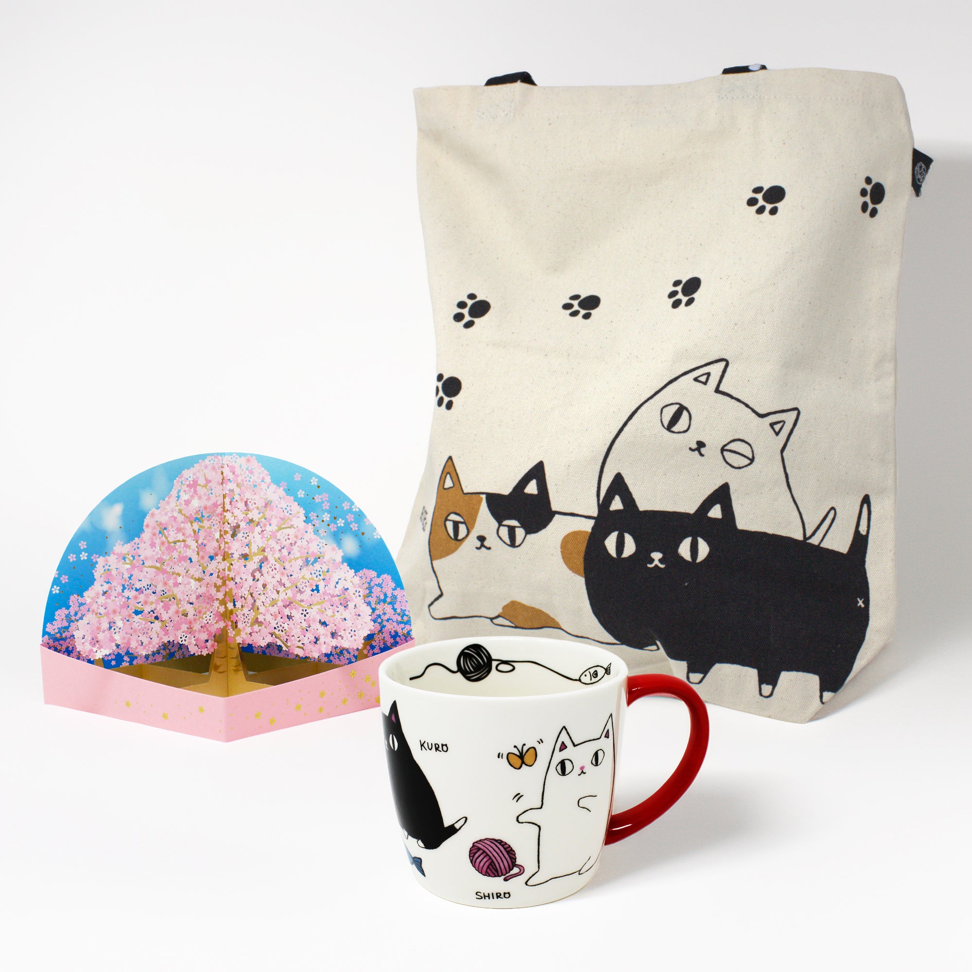 3 Cat Brothers Mug + Tote Gift Set + Sakura Pop-Up | Miss Girlie Girl