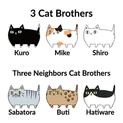 Six cat characters from Nyan-ya Series including Sabatora, Buti, Hatiware, Kuro, Shiro, Mike