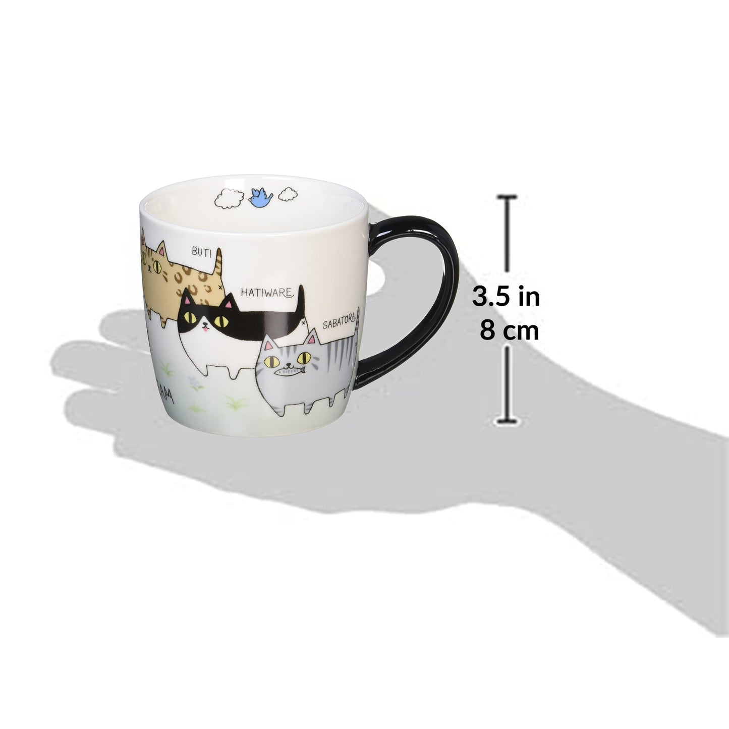 Three Neighbors Cat Brothers Rugby Mug – Japanese Porcelain – 3 Cat Brothers Series by AI Co. Ltd.