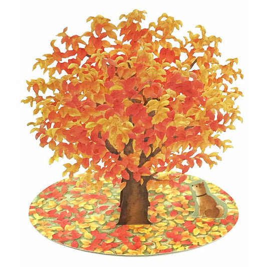 Brilliant Autumn Leaves with Cute Doggy Laser Cut Pop Up Greeting Card - Miss Girlie Girl