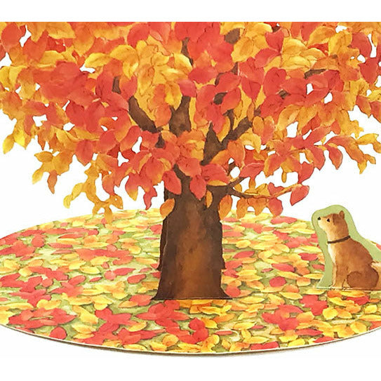 Brilliant Autumn Leaves with Cute Doggy Laser Cut Pop Up Greeting Card - Miss Girlie Girl