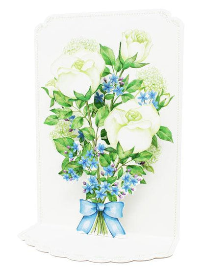 White Roses 3D Pop-Up Greeting Card – Elegant Bouquet Design for Any Occasion - Miss Girlie Girl