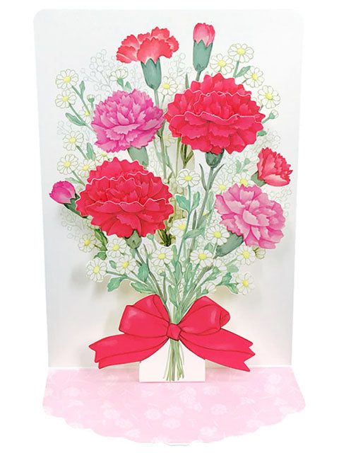 Mother's Day Blooming Carnations Bouquet Pop Up Card - Miss Girlie Girl