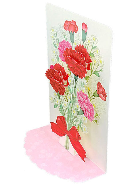Mother's Day Blooming Carnations Bouquet Pop Up Card - Miss Girlie Girl