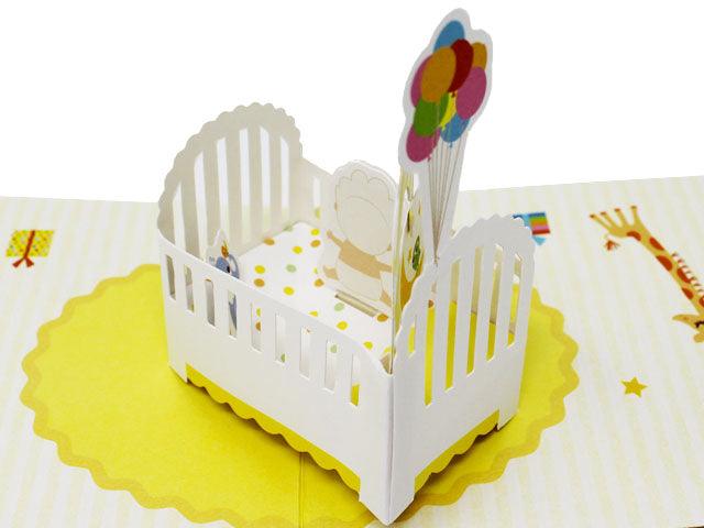 Darling Newborn Baby In Crib Pop Up Greeting Card - Miss Girlie Girl