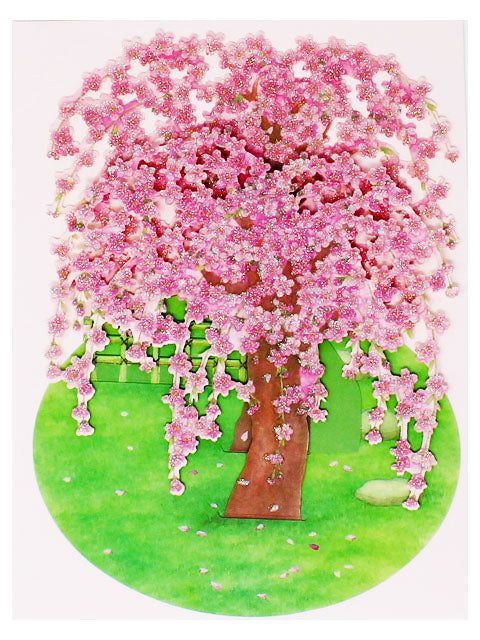 Sparkling Weeping Cherry Blossom Tree Pop Up Greeting Card - Miss Girlie Girl