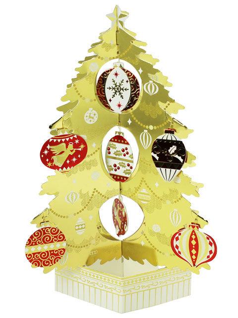 Golden Christmas Tree Pop Up Decorative Greeting Card - Miss Girlie Girl