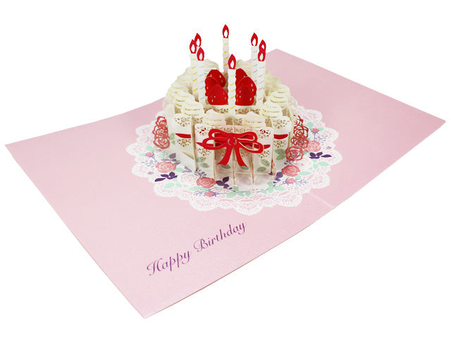 Happy Birthday Laser Cut Cake Pop Up Greeting Card - Miss Girlie Girl