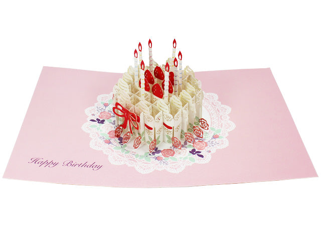 Happy Birthday Laser Cut Cake Pop Up Greeting Card - Miss Girlie Girl