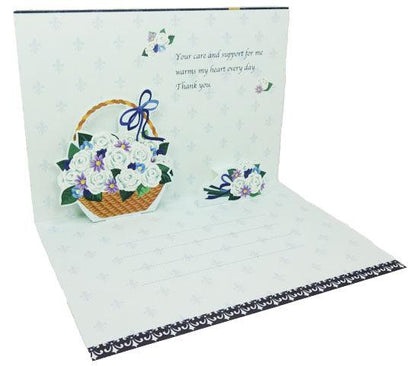Decorative Pop Up Father's Day Card – Premium Floral Greeting Card with Roses - Miss Girlie Girl